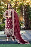 SR 1698 Pure Gmy Silk With Heavy Embroidery Work Top With Bottom Dupatta Exporters In India